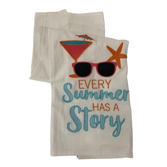 New "Every Summer Has a Story" Flour Sack Cotton Tea Towel 17" x 26" - Picture 1 of 6